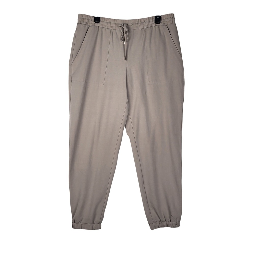 Nine West Joggers Women L Tan Elastic Drawstring Waist Casual Tapered Pants